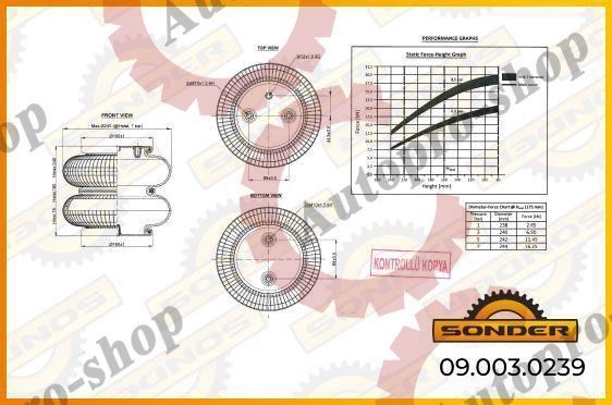 090030239 Пневморессора без стакана c металл. крышк. (чулок) 226/77/160 SAF