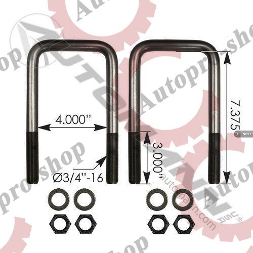 AUBK8254073 К/т стремянок передней рессоры ( с гайками) 18х10,3х19,5 П обр. FTL/VOLVO AUTOMANN