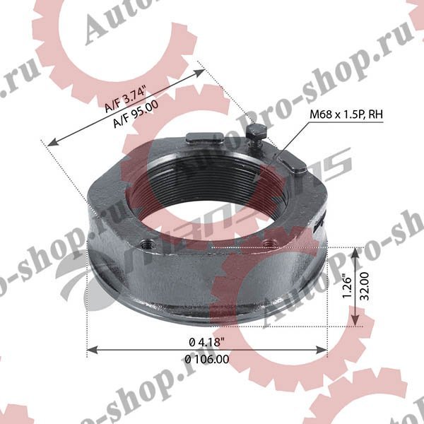 870.016 Гайка ступицы правая М68х1 5 SW95 GKH2 GIGANT   MANSONS