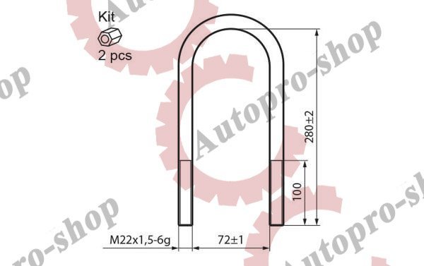 28228E Стремянка рессоры (круглая)  М22х2,5х92х280  BPW EXOVO