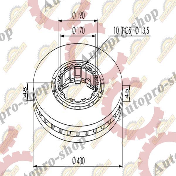 160050070 Диск тормозной 430х160х48 SAF SKRB 9022 INTEGRAL  SONDER