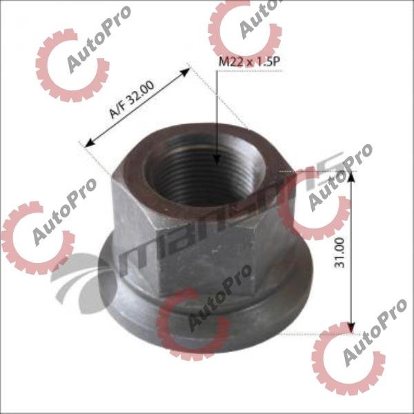 WN308 Гайка колесная с юбкой М22*1,5 SW32 BPW H=31мм  MANSONS