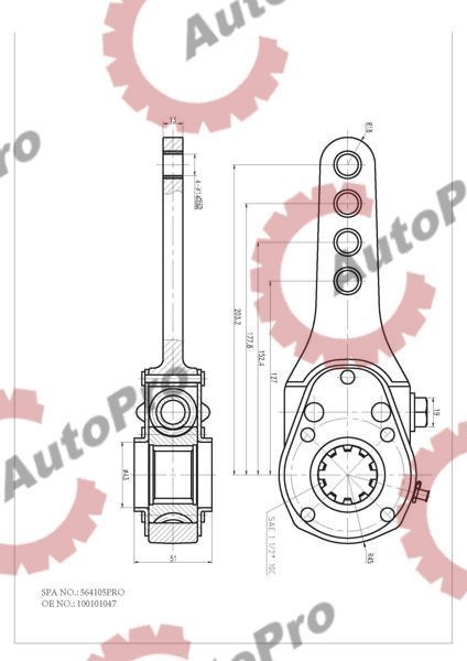 564105PRO Тормозная трещетка Z=10,d=38 (мех.) L=272 SAF/ROR/BPW  FOMAR