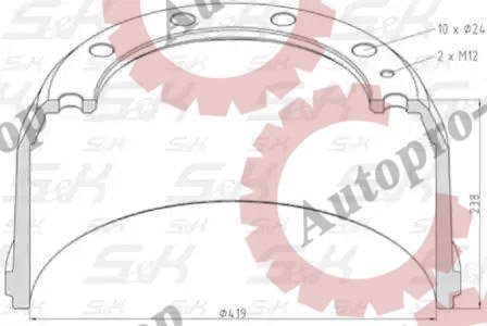 SK314002201 Барабан тормозной 419x192x238  ROR  S&K