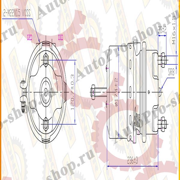 160040237 Энергоаккумулятор дискового тормоза 24/24 SCANIA/VOLVO  SONDER