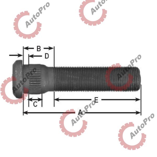 201.6159 Шпилька заднего колеса FL/INT/VOL/KW/PB D=25мм(тело L=130мм) AUTOMANN