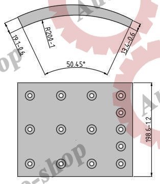 FO00185110 Накладки тормозные 1 ремонт с заклепками 410x200  VOLVO  FOMAR