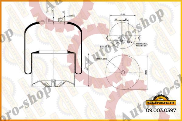 090030397 Пневморессора со стаканом (металл) с датчиком MB  Actros SONDER