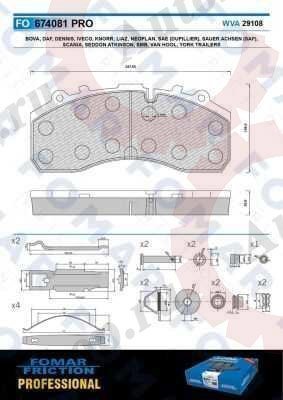 55674081PRO Комплект тормозных колодок WVA 29108 248,0x109,0x30,0 с установочным комплектом