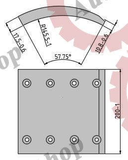 65001807N00A8RV Накладки тормозные с заклёпками 19574 (300x200) STD BPW GIGANT   FOMAR