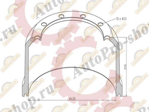 160050125 Барабан тормозной 420*200/215 H=256 d=300/335 n10x23 SAF SK/RS9042/20 (о.н.1064027000)