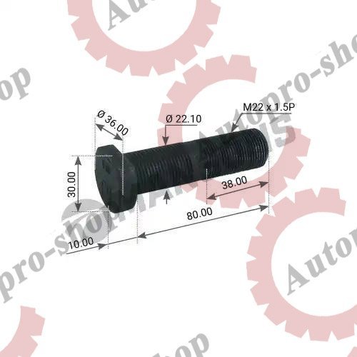 300.203 Болт колесный M22x1.5x90/80/38mm  BPW  MANSONS