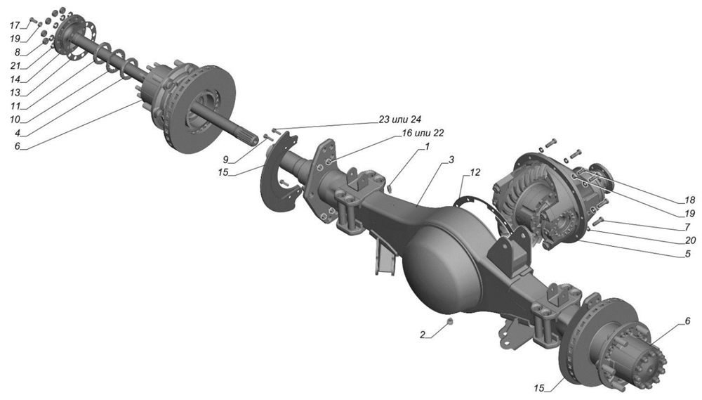 Мост задний со ступицами