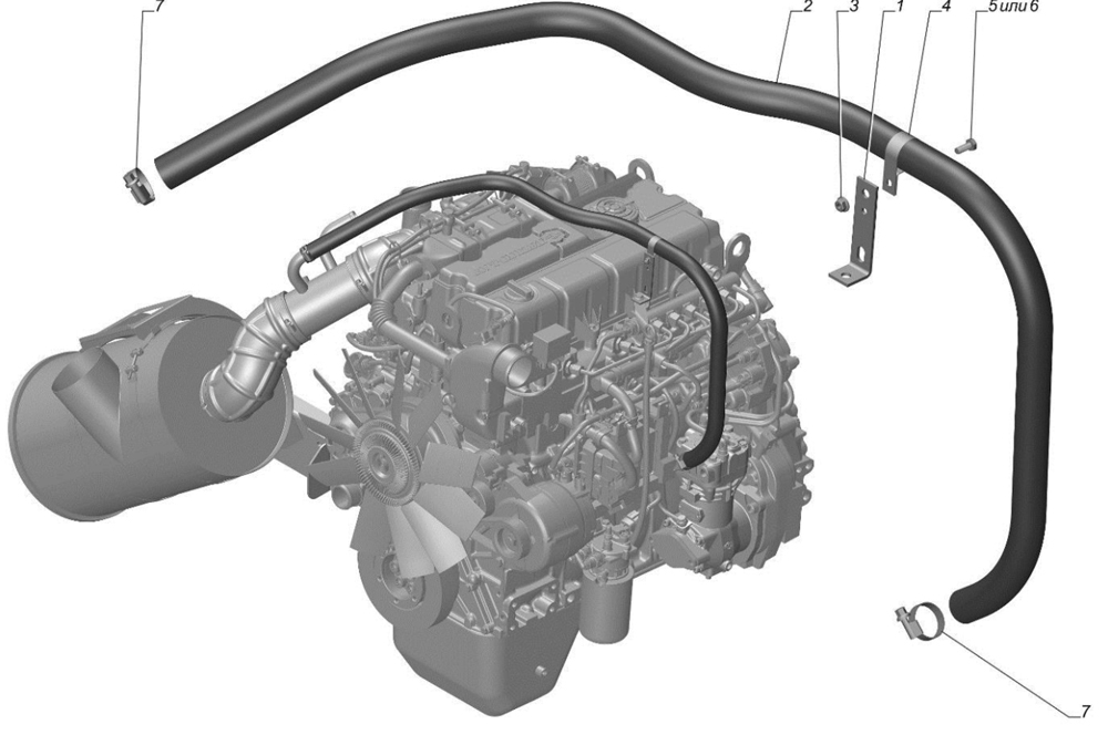 Шланг и штуцер отбора воздуха компрессора