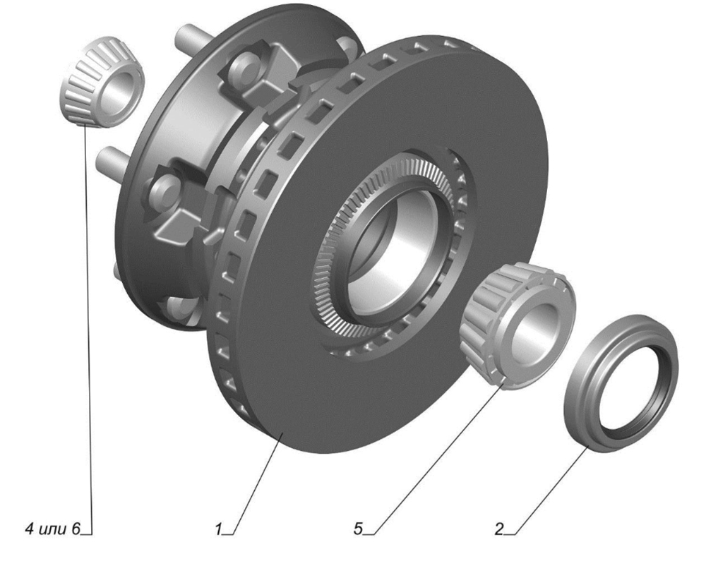 Ступица переднего колеса с тормозным диском и подшипниками