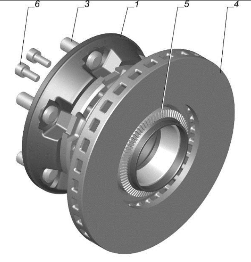 Ступица переднего колеса с тормозным диском