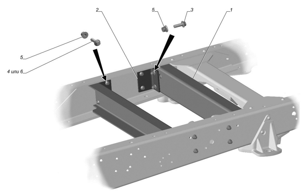 Установка поперечин на раму